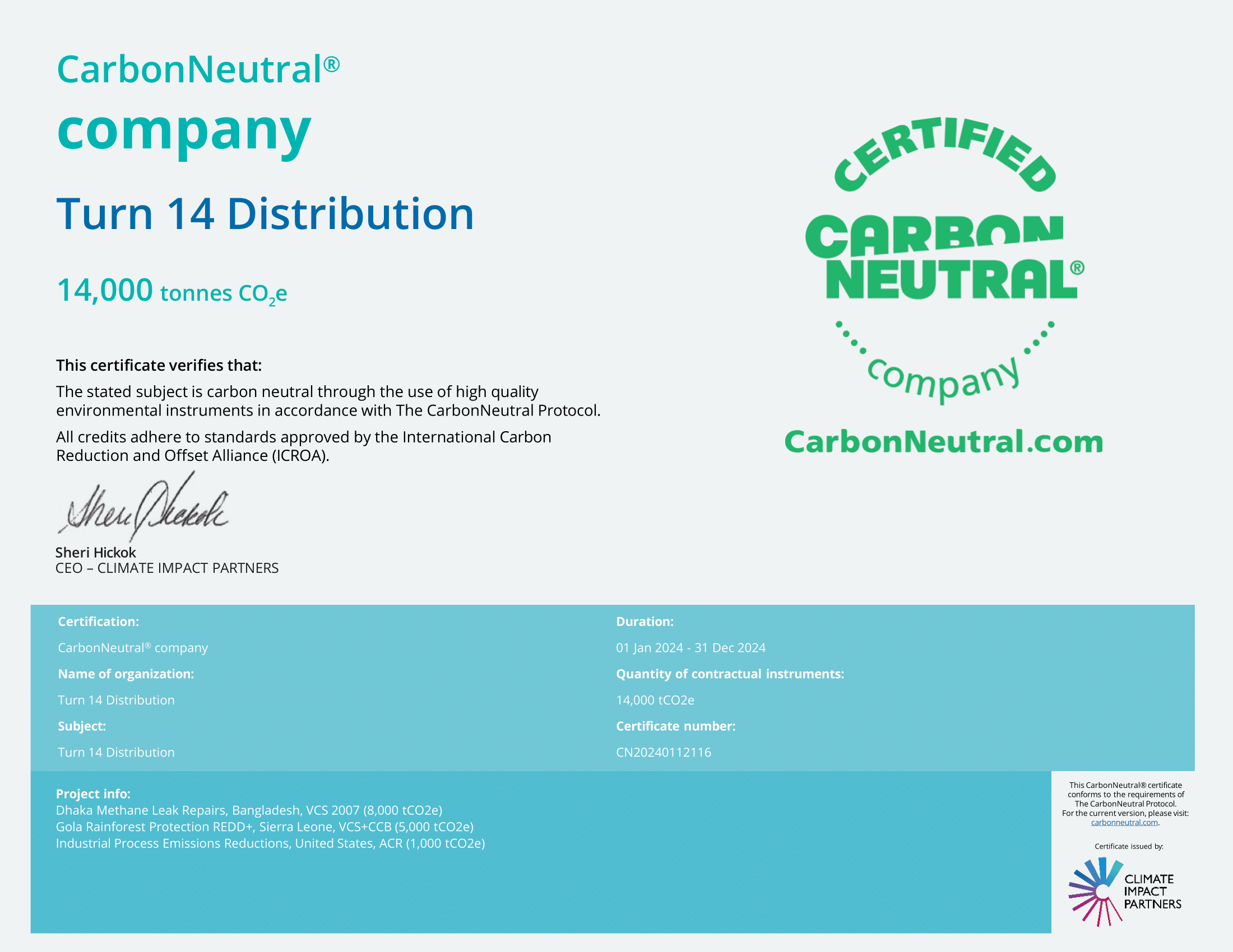 Carbon Neutral Certification